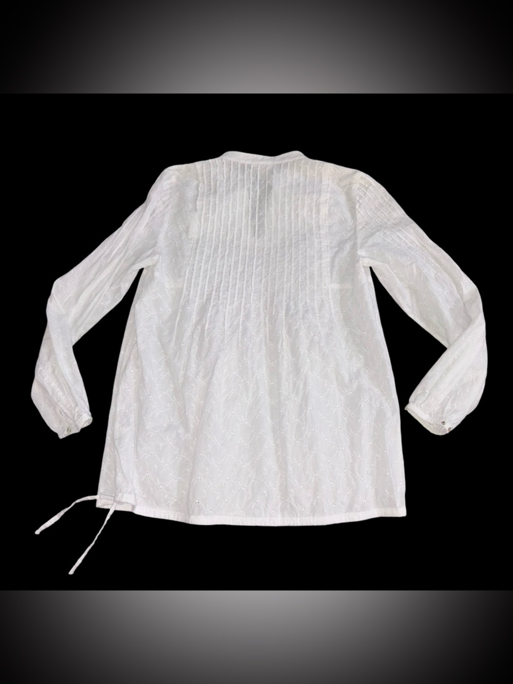 J. Jill White Eyelet Tunic Top Small Cotton Boho Embroidered Beaded Cottagecore - Picture 6 of 13